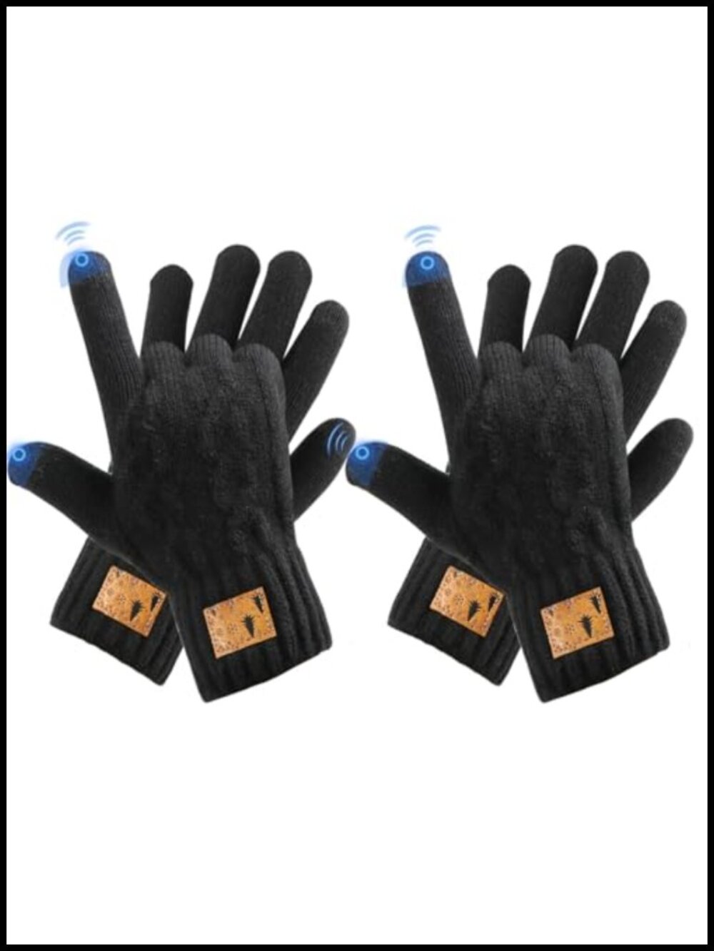 2 Pairs Winter Gloves Touchscreen Thermal Wool Warm Knit Gloves